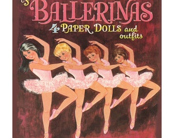 Vintage Paper Dolls The Ballerinas c. 1967, 4 Paper Dolls 6 Pages of Clothes Vintage Ephemera Clip Art PDF Digital Download