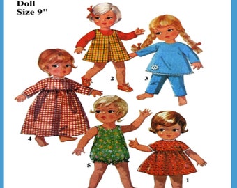 9" Doll Clothes Pattern Simplicity 7400 Vintage Pattern Digital Download