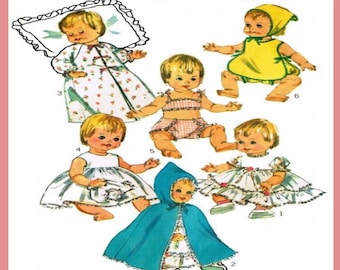 UNCUT FF 6817 Simplicity Sewing Pattern 18 Doll Wardrobe Dress Cape Hat Wrapper Slip Panties Top Scarf Vintage 1960s Doll Clothes