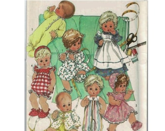 13" - 14" Baby Doll Clothes Pattern Simplicity 7644 Vintage Pattern PDF Instant Download Printed on 8-1/2x11" A4 Paper