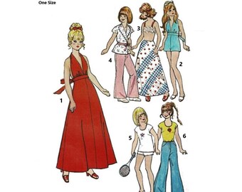 Barbie Doll Clothes Pattern Simplicity 6697 Fashion Dolls Dusty, Julia, Maddie Mod Vintage Pattern PDF Digital Download A4