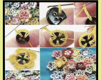 Button Flowers Crochet Pattern Vintage Pattern PDF Instant Download