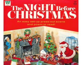 Vintage Paper Dolls The Night Before Christmas Press Out Scene, Christmas Poem, Christmas Clip Art Ephemera PDF Digital Download