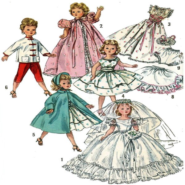 18" Doll Clothes Pattern Miss Revlon, Cissy, Toni Simplicity 1808 Vintage Pattern PDF Instant Download Printed on 8-1/2x11" A4 Paper