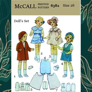 26" Composition Doll Clothes Pattern McCall 6382 1930s Pattern PDF Instant Download Printed on 8-1/2x11" Paper