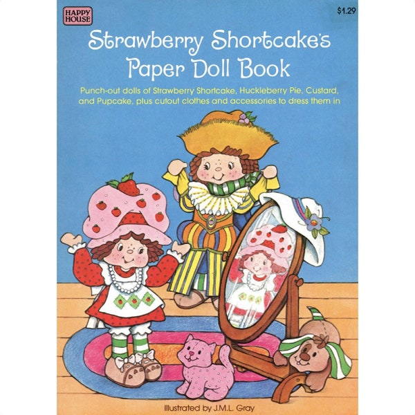 Vintage Paper Dolls Strawberry Shortcake c. 1982 Clip Art Ephemera PDF Instant Download