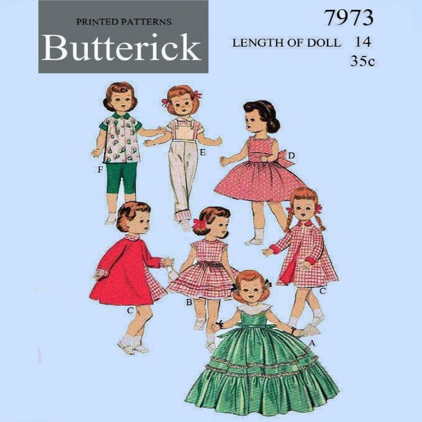 14" Doll Clothes Pattern Butterick 7973, Saucy Walker & Posie Doll Clothes Pattern PDF Instant Download