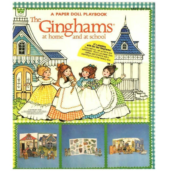 The Ginghams At Home & School c. 1980 Vintage Paper Dolls Clip Art Paper Ephemera 4 Dolls 14 Pages PDF Digital Download