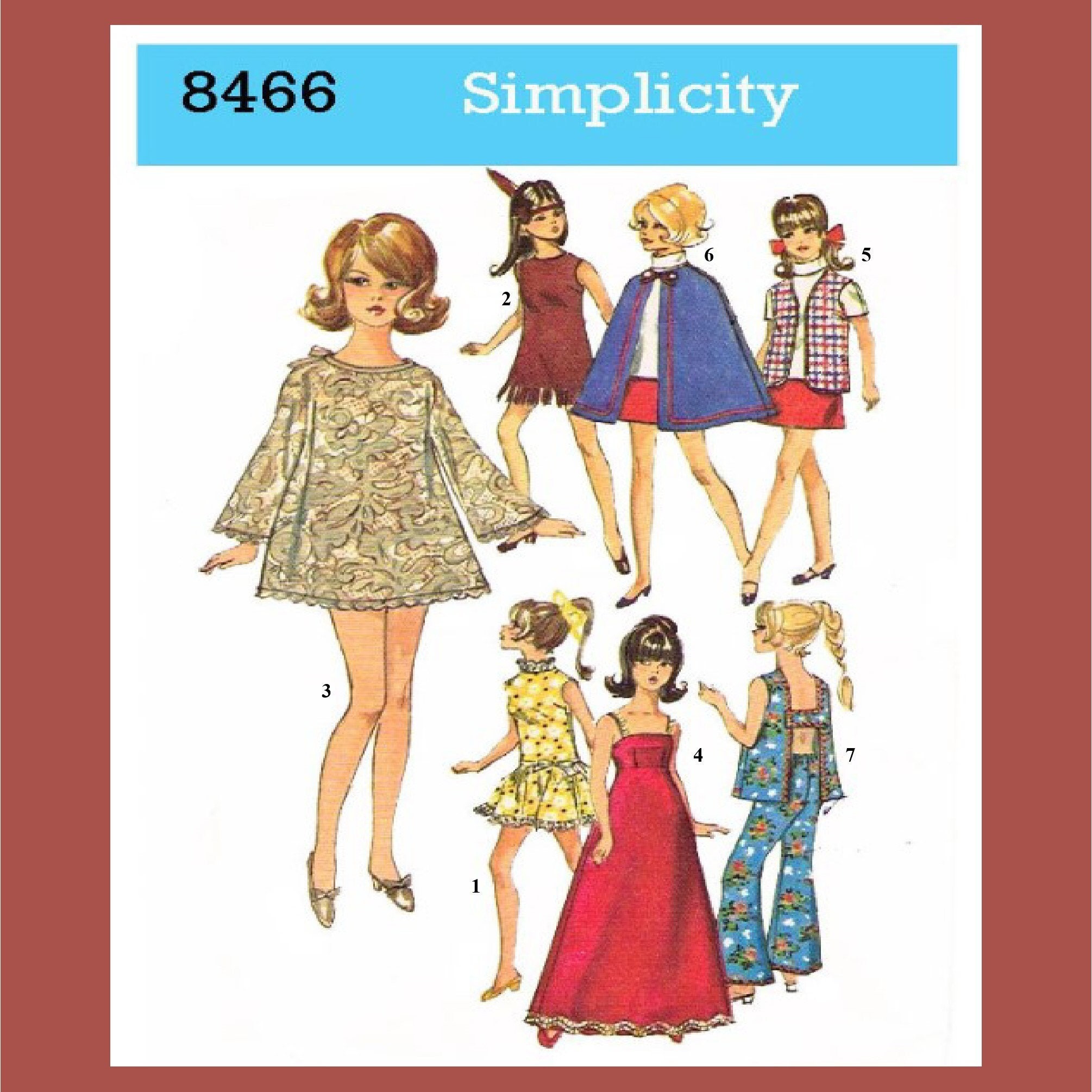 Simplicity 8466 Barbie clothes, doll clothes, Sewing pattern