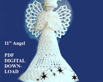 11" Angel Crochet Pattern Christmas Angel Christmas Decoration Tree Topper Vintage Pattern PDF Instant Download