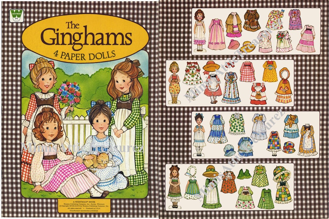Vintage Paper Dolls the Ginghams C. 1976 Sunbonnet Prairie Girls 4 ...