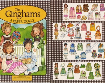 Vintage Paper Dolls The Ginghams c. 1976 Sunbonnet Prairie Girls 4 Sisters Vintage Ephemera Clip Art PDF Instant Download