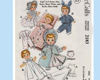 8" - 9" Baby Doll Clothes Pattern McCalls 2183 Chubby Baby Doll Wardrobe