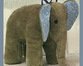 Elephant Pattern Soft Toy Sewing Pattern Stands 8-1/2" High and 12" Long PDF Digital Download on A4 Letter Paper