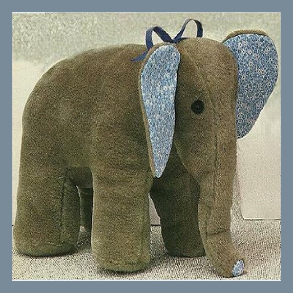 Elephant Pattern Soft Toy Sewing Pattern Stands 8-1/2" High and 12" Long PDF Digital Download on A4 Letter Paper