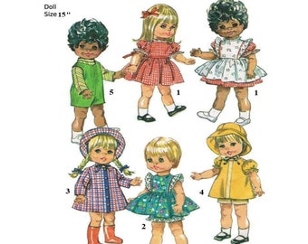 15" Toddler Doll Clothes, Simplicity 7971, Vintage Pattern, Doll Clothes, Digital Download, DIY Doll Clothes