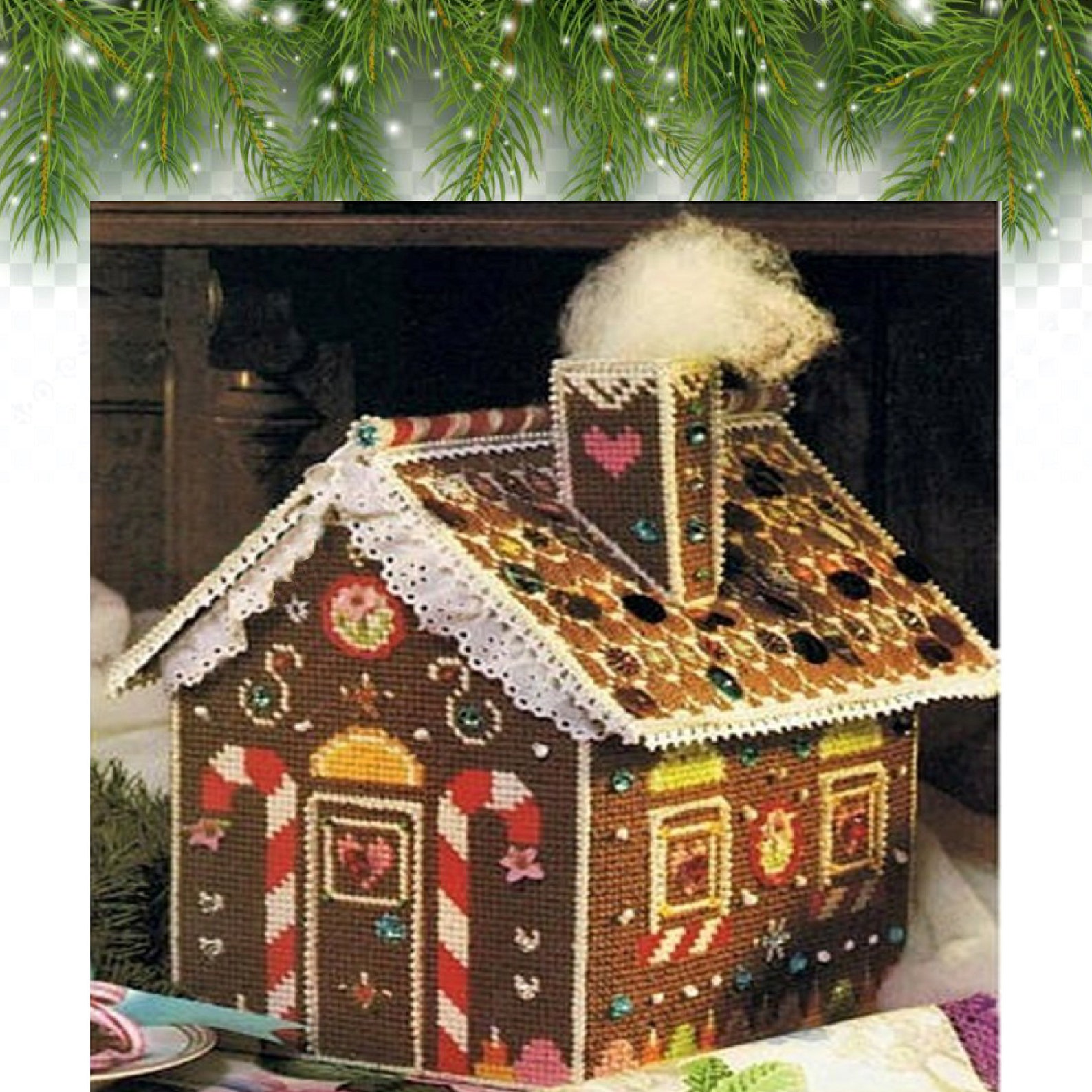 Gingerbread House Plastic Canvas Vintage Pattern Christmas - Etsy