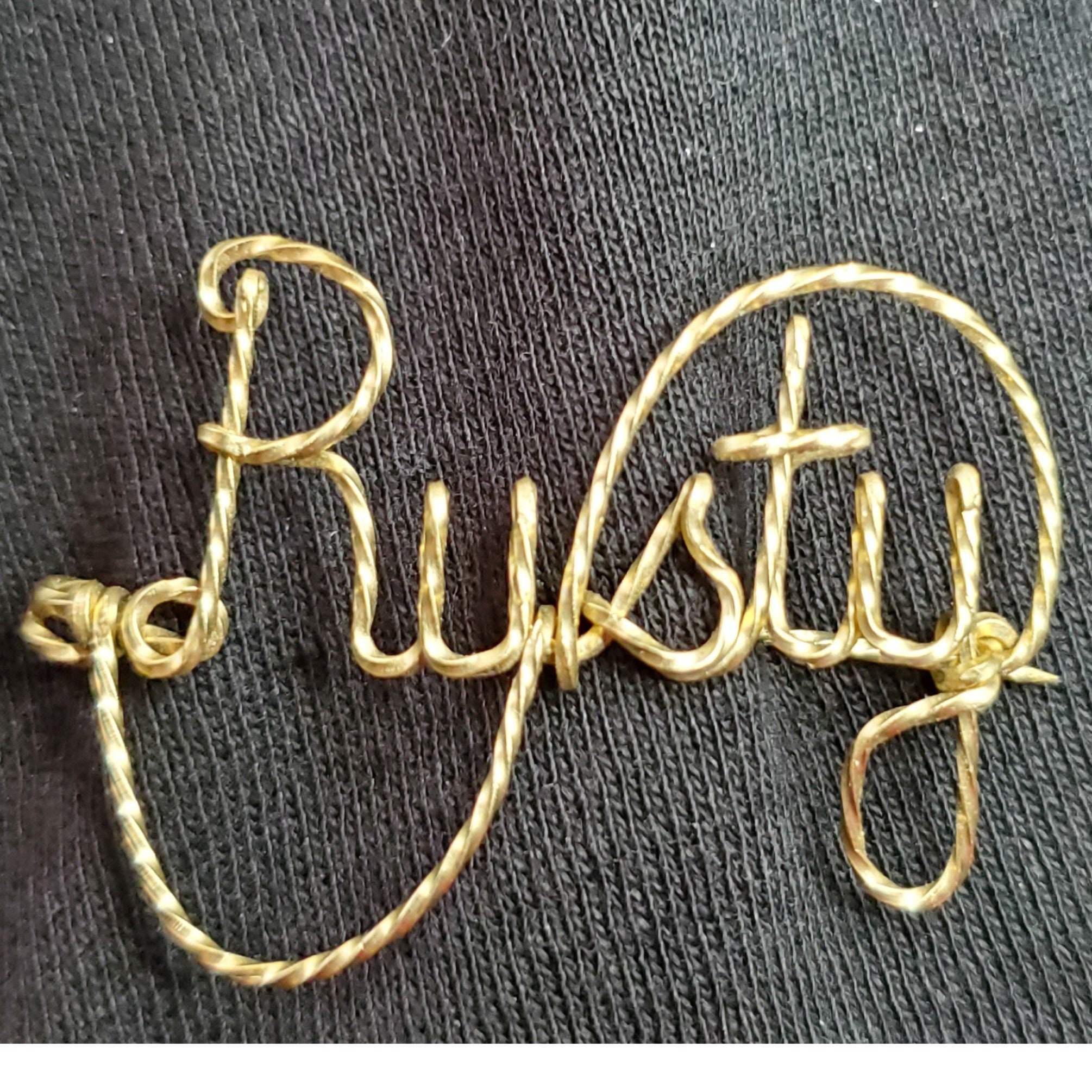 Vintage Gold Name Pin Rusty Written In Script Etsy