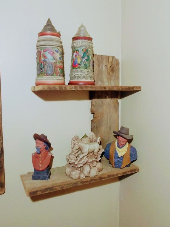Barn Wood Corner Shelf Kitchen Bathroom Display Etsy