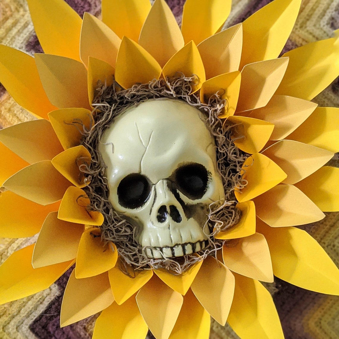 Spooky Sunflower skull halloween wall decor Etsy