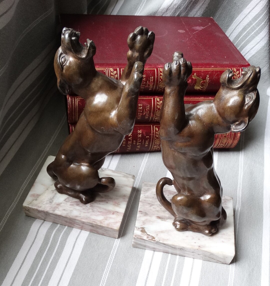 Art Deco Dog Bookends/french Bronze Effect Spelter Etsy