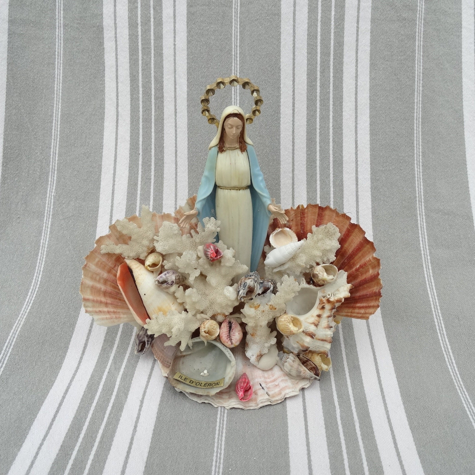 Sanctuaire de Coquillages/statue La Vierge Marie Grotte Travail Art Art Religieux Populaire Dévotion