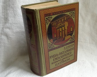 Antique Hispano-Americano dictionary & encyclopaedia/Nuevo Diccionario Enciclopedico Hispano-Americano Illustrado/Bi-lingual dictionary