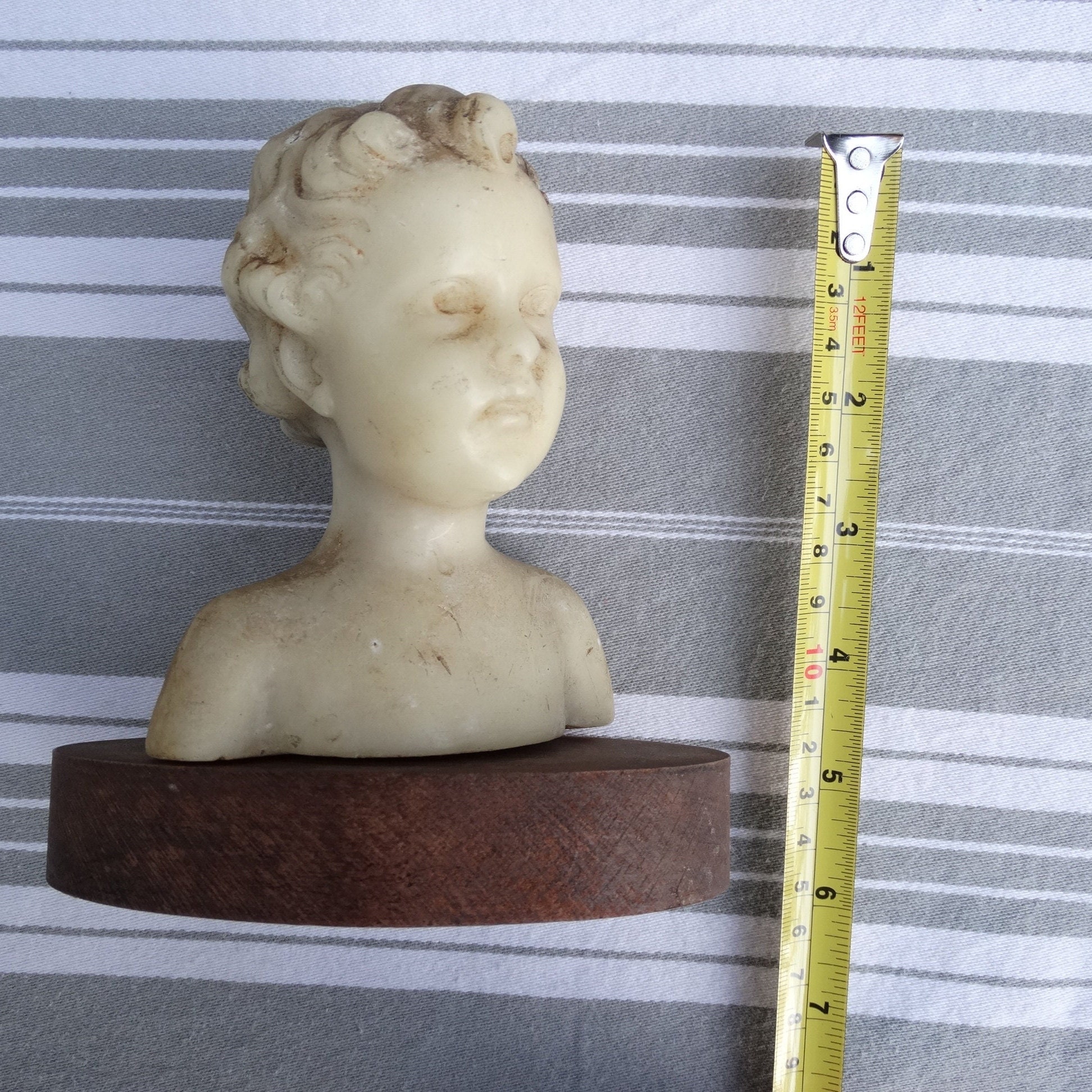 Child Portrait Wax Bust/antique Wax Head Signed Vernet Edit /early