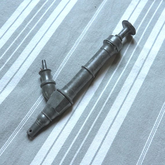 大腸洗浄用アンティーク浣腸ポンプ/C19th ピューター製洗浄器/医療収集