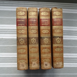 4 libri del XVIII secolo/Synonymes Francais, pubblicati nel 1796/Set di libri in lingua francese/Libri da collezione/Libri rari/L&#39;Abbé Roubaud/4 volumi di sinonimi