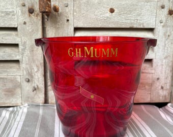 French Mumm champagne bucket. Vintage Red acrylic wine cooler