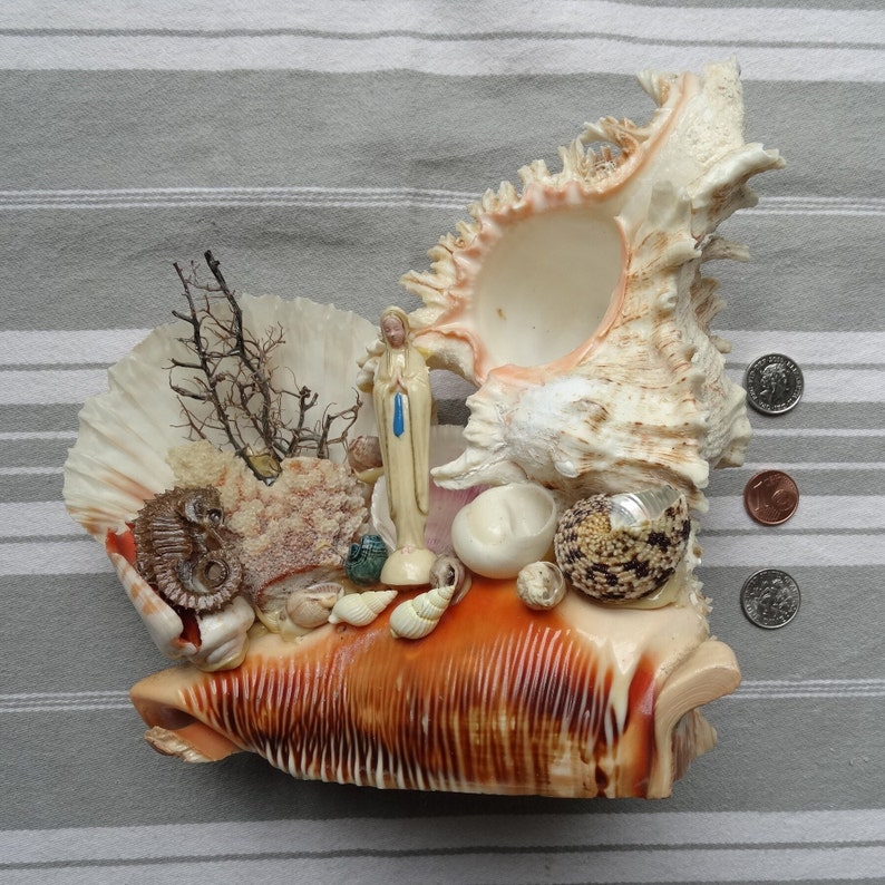 Sea Shell Shrine/virgin Mary Statue/shell Work Grotto/shell Art ...