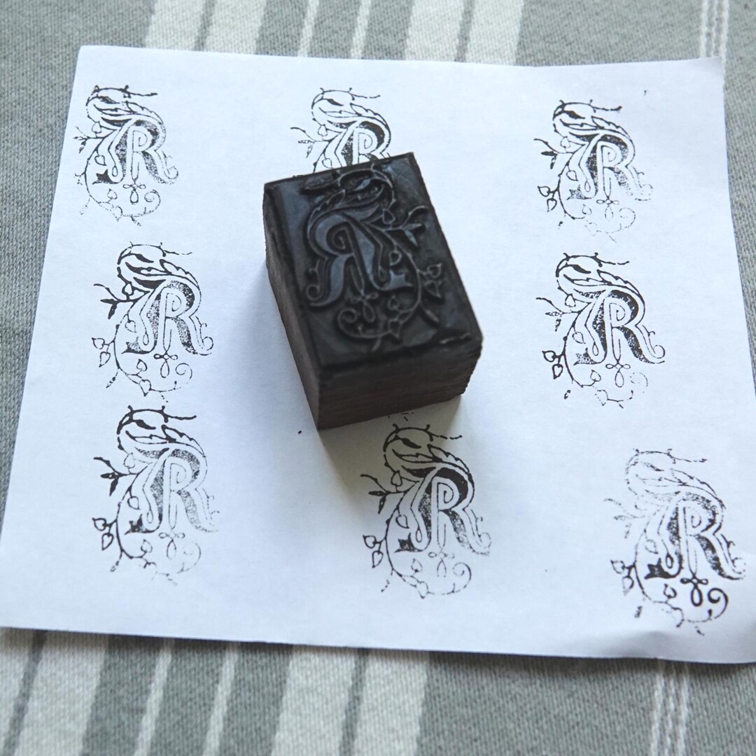 Stamp Letter R Script R Monogram Stamp/antique Letter R Printing Block - Etsy