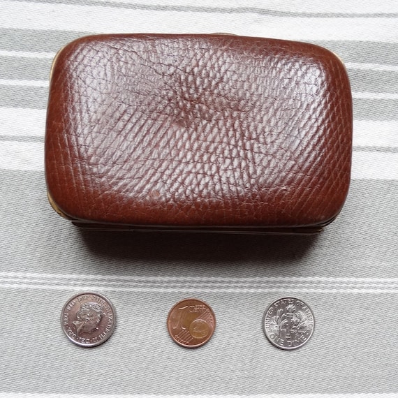Antique coin purse/Early 1900s leather change pur… - image 2
