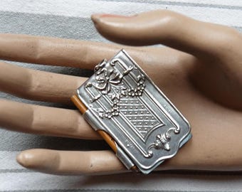 Chatelaine notepad/Antique dance card/Aide memoire/Silver plated note pad for chatelaine/Period costume design/Stage prop/Collectible