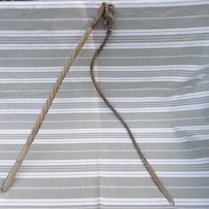 Antique drover&#39;s whip/Twisted split wood & leather whip/French farm whip/Fouet à boeufs/Cattle driving whip/Cravache/Farm antique/Ox driver