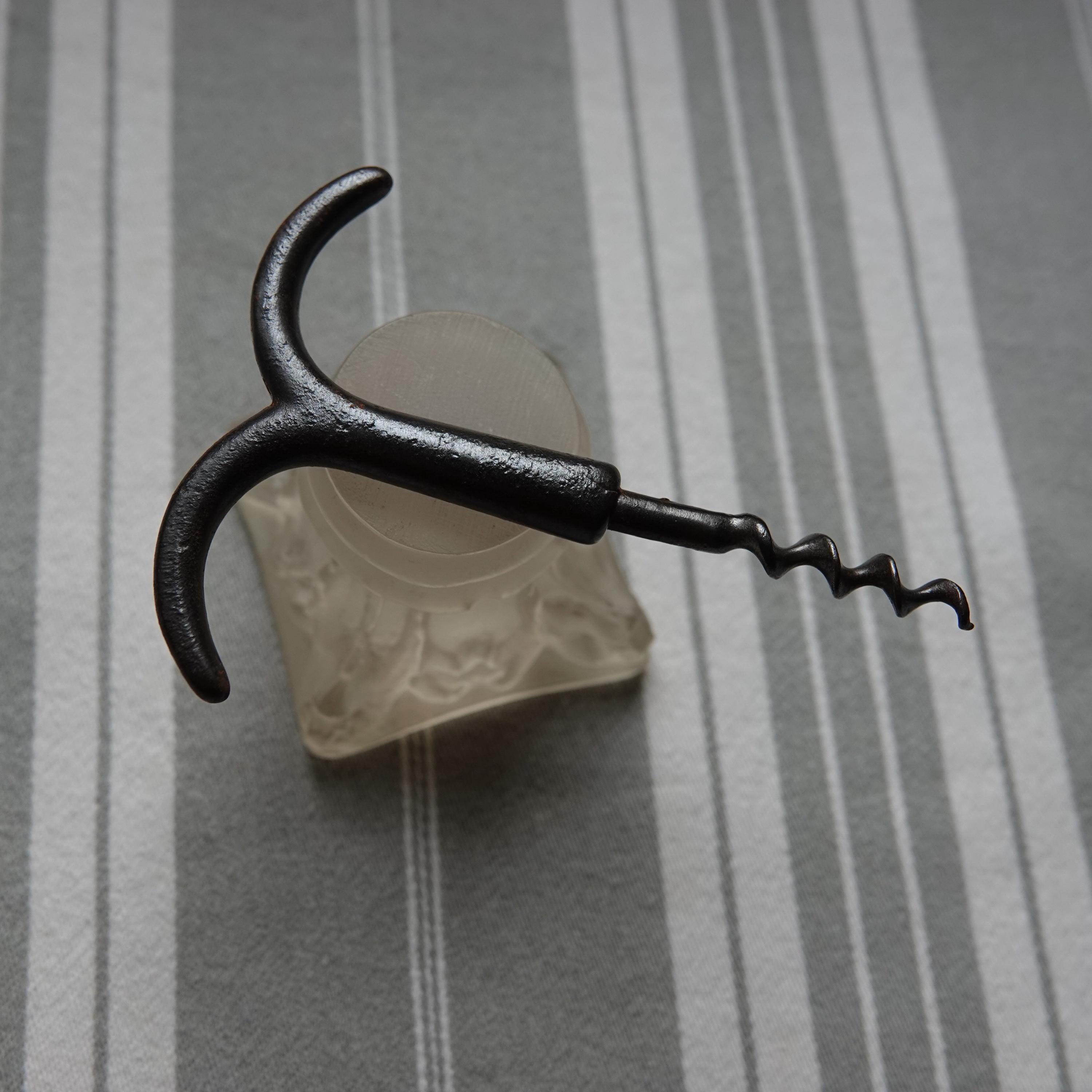ピーラー ECONOME IROX FRANCE ウッドハンドル ヴィンテージ Antique Corkscrew/early 1900s Two Finger Eyebrow Cork Puller