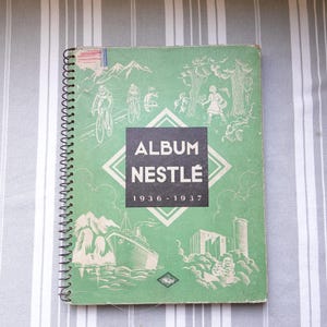 1936-1937 Nestlé-kaartalbum/Compleet chocoladekaartalbum voor verzamelaars/Vintage Nestlé-kaarten thema's sport, dieren en avontuur