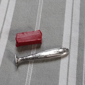 Selo de cera antigo/carimbo de cera de vedação de rosto em branco/cachete de prata com marca francesa/ornamento de mesa/presente do escritor/carimbo de carta de cera/Sceau vierge