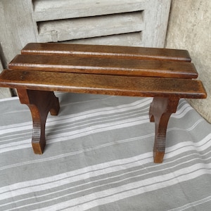Antique footstool/Slatted wooden stool/Step stool/Plant stand/Teddy bear stool/Small rustic footstool/Display stand/Little wood creepie