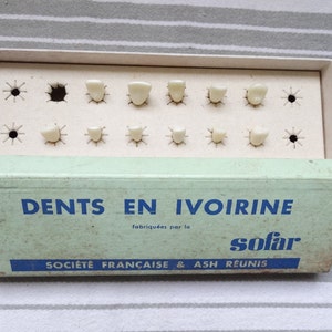 Artificial teeth/Dents en Ivoirine/Vintage teeth for dentures/Ivorine teeth/Dental collectibles/Stomatologie/Incisors/1960s False teeth