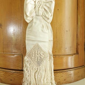 Silk First communion brassard with Christogram/Antique Catholic boy&#39;s armband/French silk brassard/Picture hook cache/Wall hanging/Silk bow