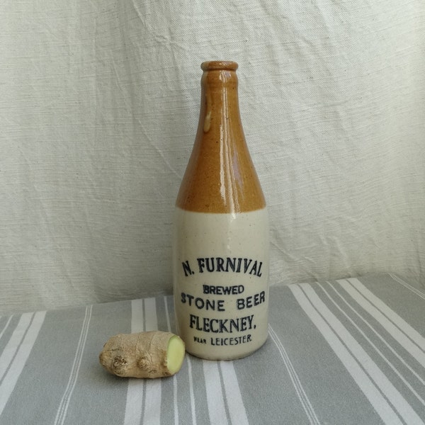 Antique ginger beer bottle/Stoneware ginger beer bottle/N. Furnival/Price of Bristol Stoneware/Collectible barware/Kitchen or bar decor