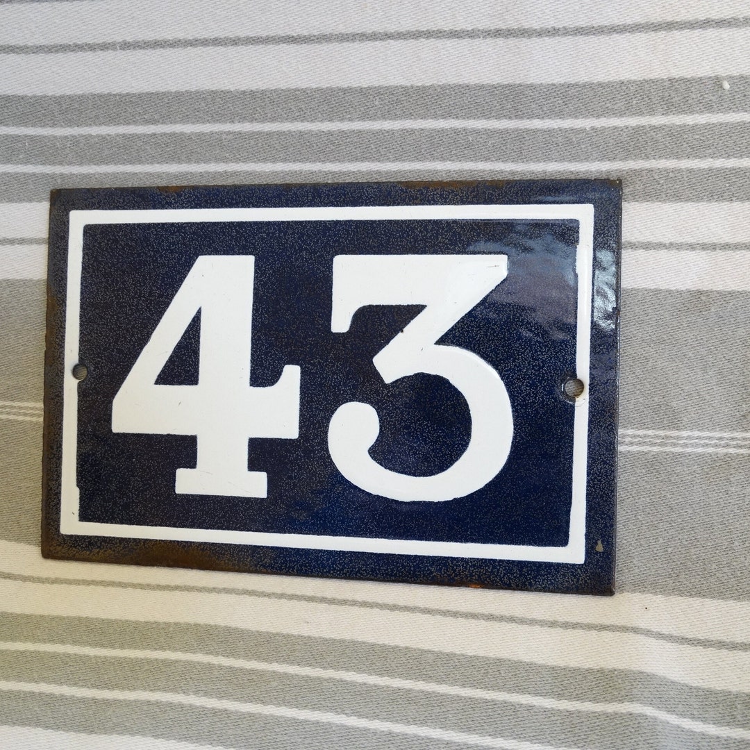 Enamel 43 House Number/vintage French Number Forty Three/enamel 43 ...