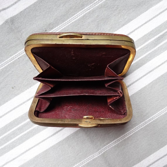 Antique coin purse/Early 1900s leather change pur… - image 1