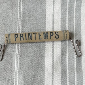 Transportista de paquetes francés vintage/Au Printemps Paris mango de paquete/Asas de bolsa de anuncio de tienda/Poignées publicitaire/Publicidad vintage/Porte sac