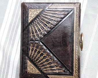 C19th photo album/Antique French embossed leather photograph album