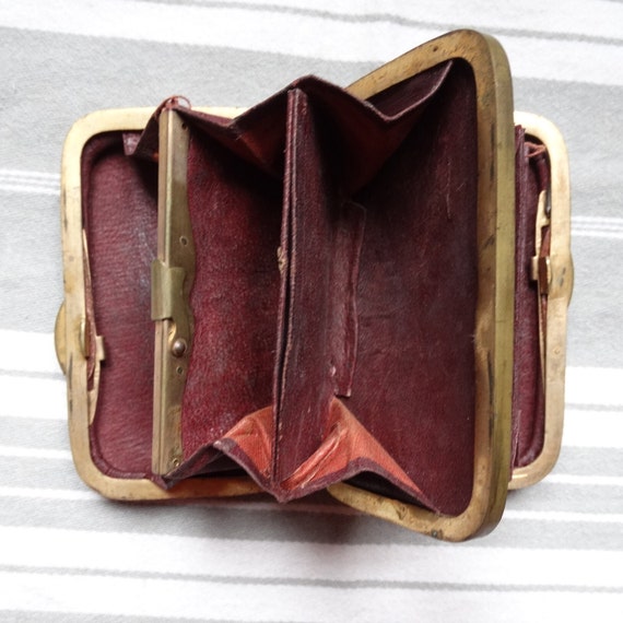 Antique coin purse/Early 1900s leather change pur… - image 5