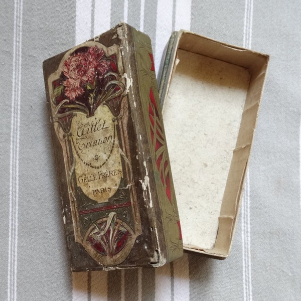 Antique Oeillet Trianon box/Early Gellé Frères perfume box/Empty perfume presentation box/Vieille Boite Parfumerie/Advertising/Collectible