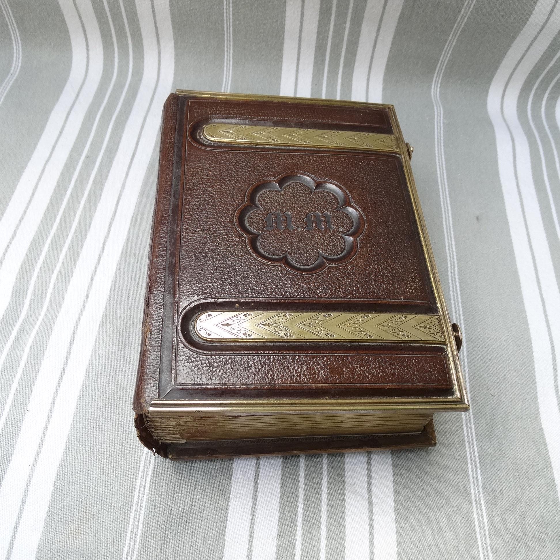 C19th photo album/Antique French embossed leather photograph album